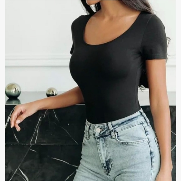 PONCRAFTS Pants -  Women's Bodysuits Round Neck Short Sleeve